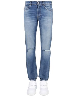 Versace Straight-Leg Jeans With Distressed Detailing - Blue