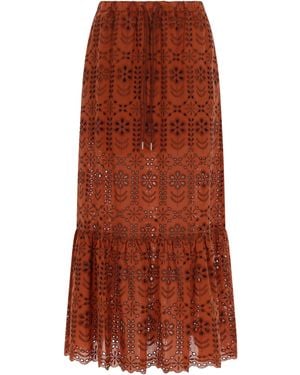 Paul Smith Skirt Gonna Lunga Traforata - Brown