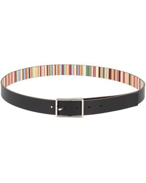 Paul Smith "Signature Stripe" Belt - White