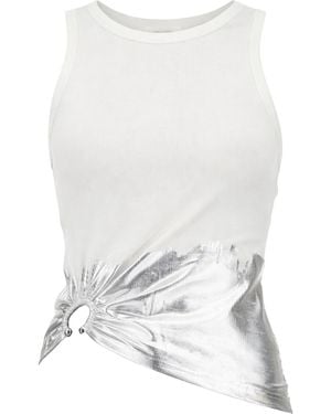 Rabanne Top A Costine Con Applicazione Piercing - White