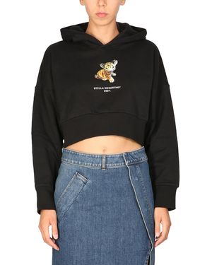 Stella McCartney FELPA "TIGER" IN JERSEY DI COTONE - Nero
