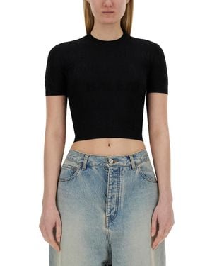 Balenciaga Stretch Viscose Blend T-Shirt - Black