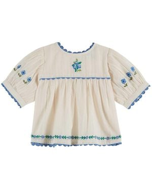 Emile Et Ida Vestito Blouse Brodee - White