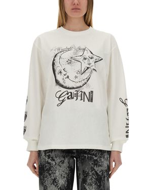 Ganni T-Shirt "Future" A Maniche Lunghe - Grigio
