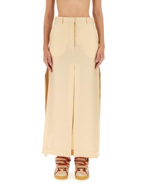 Lanvin Floor-Length Tailored Skirt With Concealed Closure - Natural