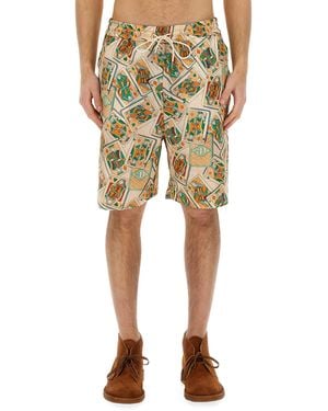 Drole de Monsieur Bermuda Shorts With Print - Natural