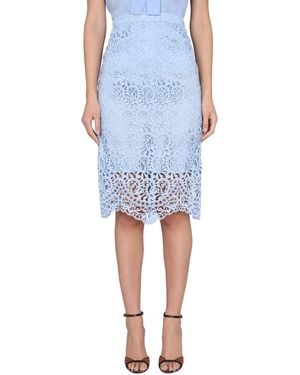 Burberry Chic Midi Skirt With Concealed Back Zipper - Blue