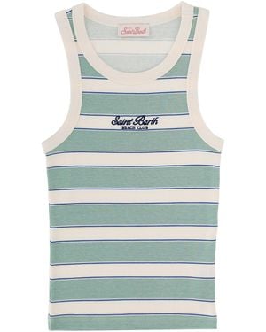 MC2 Saint Barth Tank Top "Ada" Con Logo - Blue