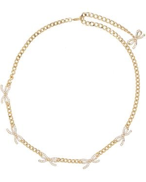 Self-Portrait Necklace With Bows And Crystals Copper Necklaces - Natural