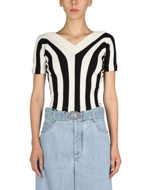 Bottega Veneta Striped Pattern Top - Blue