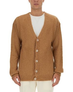 FAMILY FIRST V-Neck Cardigan - Brown