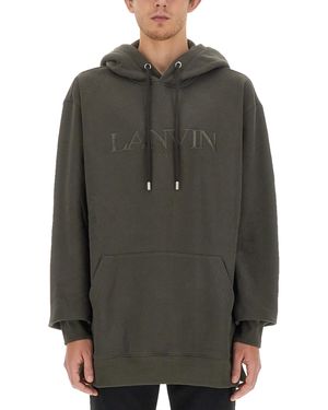 Lanvin Relaxed Fit Oversized Sweatshirt With Embossed Logo - Grey