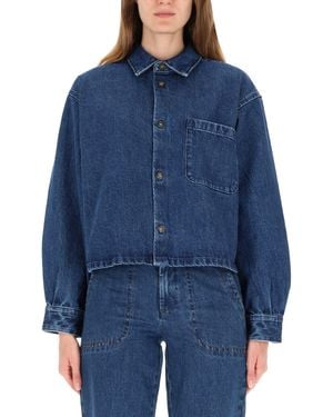 A.P.C. Cropped Boxy Denim Jacket - Blue