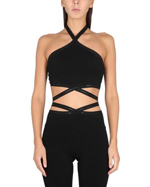 T By Alexander Wang TOP IN MAGLIA CON LOGO - Nero