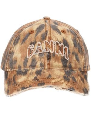 Ganni Cappello Da Baseball Con Logo - Brown