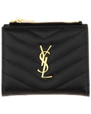 Saint Laurent Portafoglio Bi-Fold "Cassandre" - Black