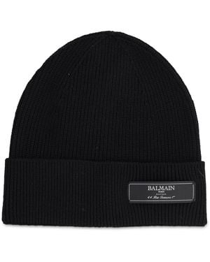 Balmain Berretto Con Patch Logo - Black