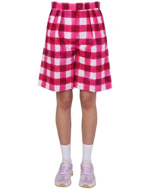 MSGM Check Shorts - Red