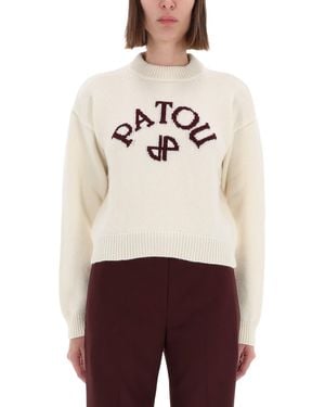 Patou Jersey With Logo And Monogram "Jp" - Natural