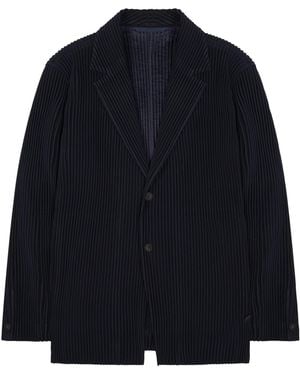 Homme Plissé Issey Miyake Homme Plisse Issey Miyake Plissé Single-Breasted Blazer - Blue