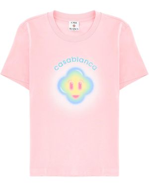 CASABLANCA Graphic Crew Neck T-Shirt - Pink