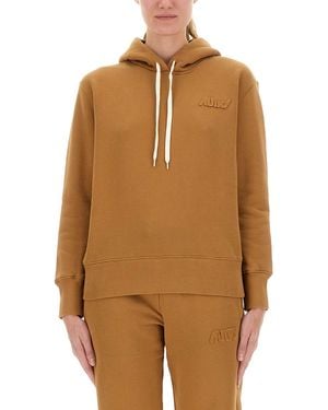 Autry Hooded Sweatshirt With Logo - Brown