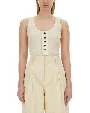Bottega Veneta Scoop Neck Top - White