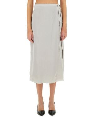 Theory Silk Midi Skirt - Grey