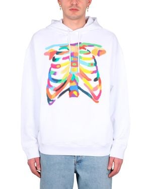 Marcelo Burlon Felpa Rib Cage - Bianco