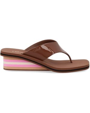 Chloé Sandalo Con Zeppa "Swimming Cool" - Brown