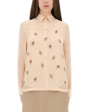 Fendi Silk Georgette Top - Natural
