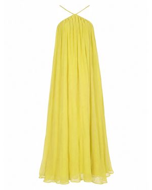 STAUD Flowing Maxi Dress With Gathered Neckline And Spaghetti Straps - Yellow