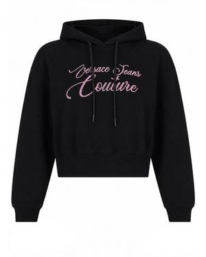 Versace Jeans Couture Felpa Cropped Con Logo - Black