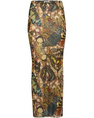 Jean Paul Gaultier Long Skirt With "Bow Tie" Print - Metallic