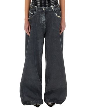 The Attico Slate Stretch Denim Wide-leg Jeans - Black