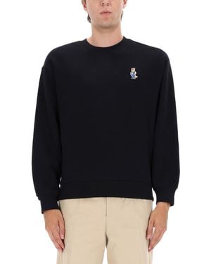 Maison Kitsuné Relaxed-Fit Sweatshirt With Embroidered Emblem - Blue