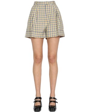 Baum und Pferdgarten Nomade Pleated Shorts With Check Print - Natural