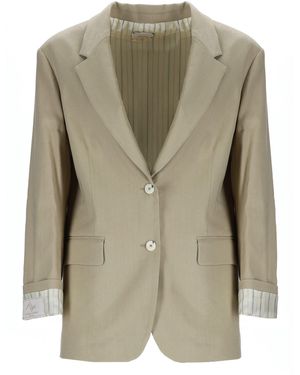 Alysi Linen Blend Blazer - Green
