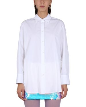 Nina Ricci Cotton Poplin Shirt With Logo Embroidery - White