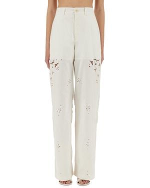 Marine Serre Upcycled Linen Trousers - Natural