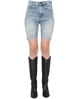 Saint Laurent SHORT IN DENIM DI COTONE VINTAGE - Blu