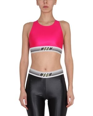 MSGM Logo Round Neck Top - Pink