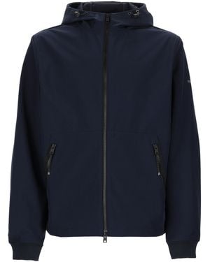 Woolrich Giacca Con Zip E Cappuccio - Blue