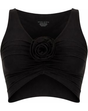 Magda Butrym Elegant Mini Top With Floral Detail - Black