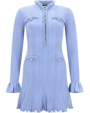 Self-Portrait Mini Dress With Beads - Blue