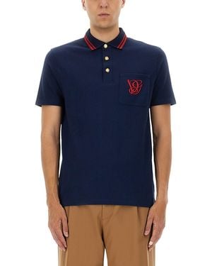 Valentino Polo Shirt With Vg Embroidery - Blue
