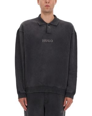 HUGO Polo Sweatshirt "Delwy" - Black