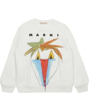 Marni Sweatshirt With Logo And Design - White