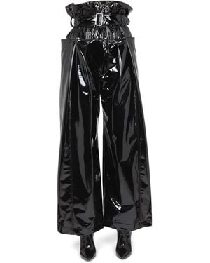 Philosophy Di Lorenzo Serafini High Paperbag Waist Vinyl Trousers - Black