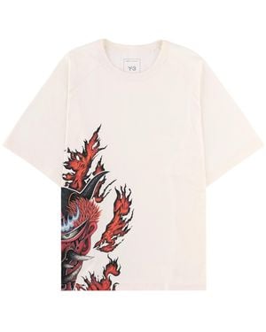 Y-3 3 T-Shirt Con Stampa - White